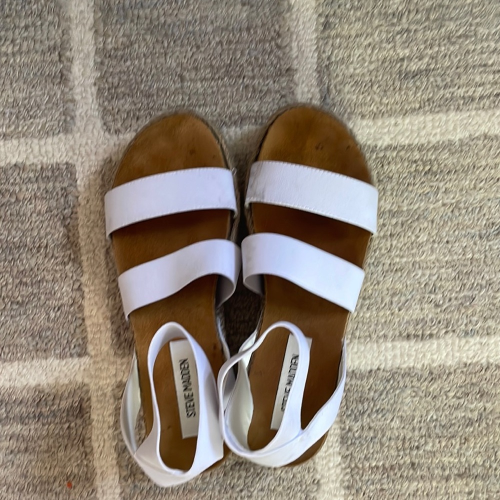 White Steve Madden Espadrille Platforms